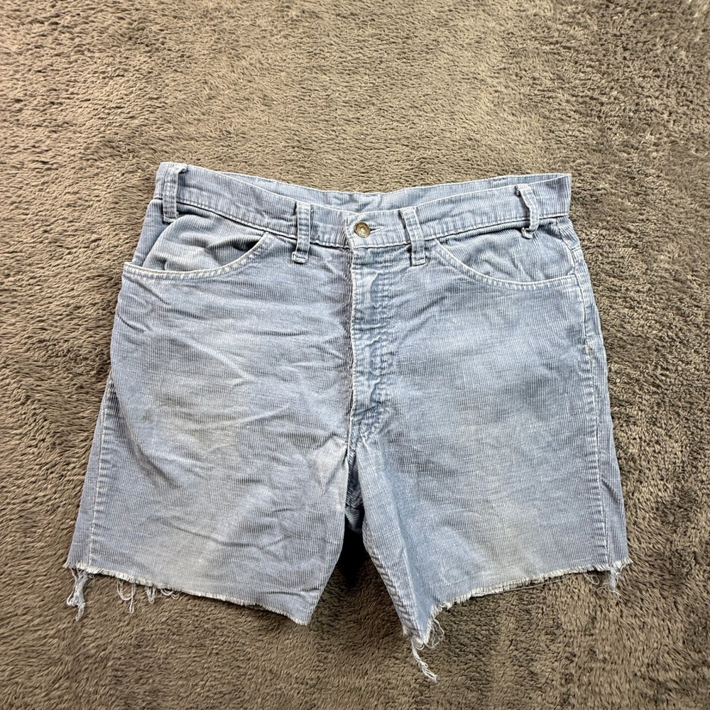 Levi's Cut Off Shorts Mens 32 Light Blue Fair Vintage 70s 646 Corduroy Talon Zip